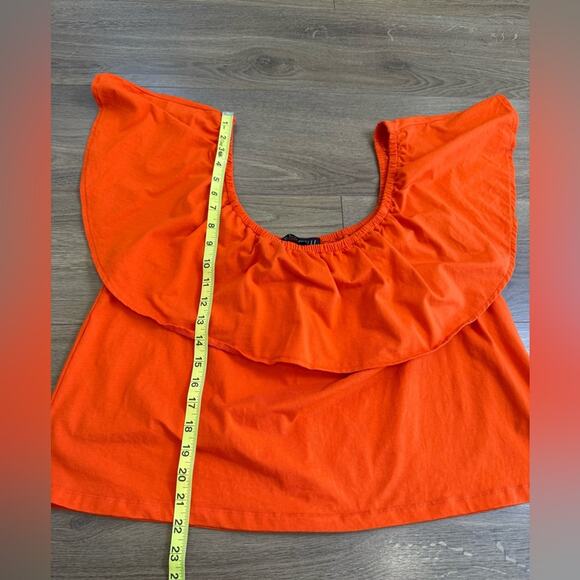 Eloquii Orange Off The Shoulder Ruffle Top Size 20 - Picture 7 of 10